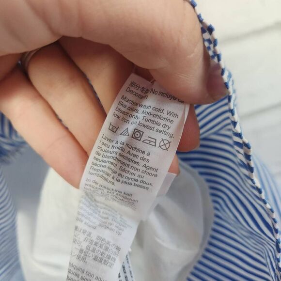 J. Crew Striped Embroidered Floral Mini Shift Dress Blue & White Size Small - Picture 14 of 15